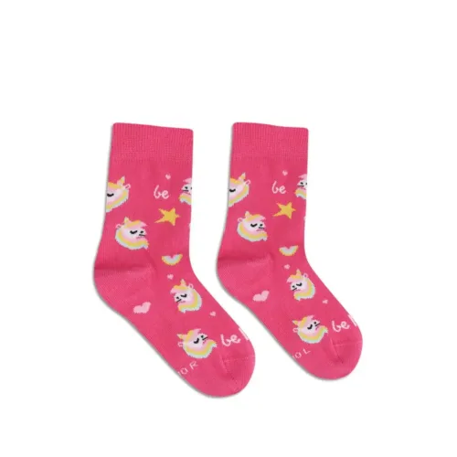Otroške bombažne nogavice - Unicorn BubbleGum Pink