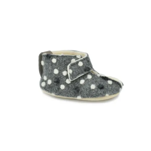Kaku otroški volneni copati - Grey Dots