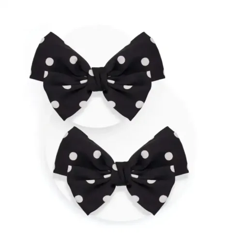 Satenaste sponke s pentljo - Black Dots