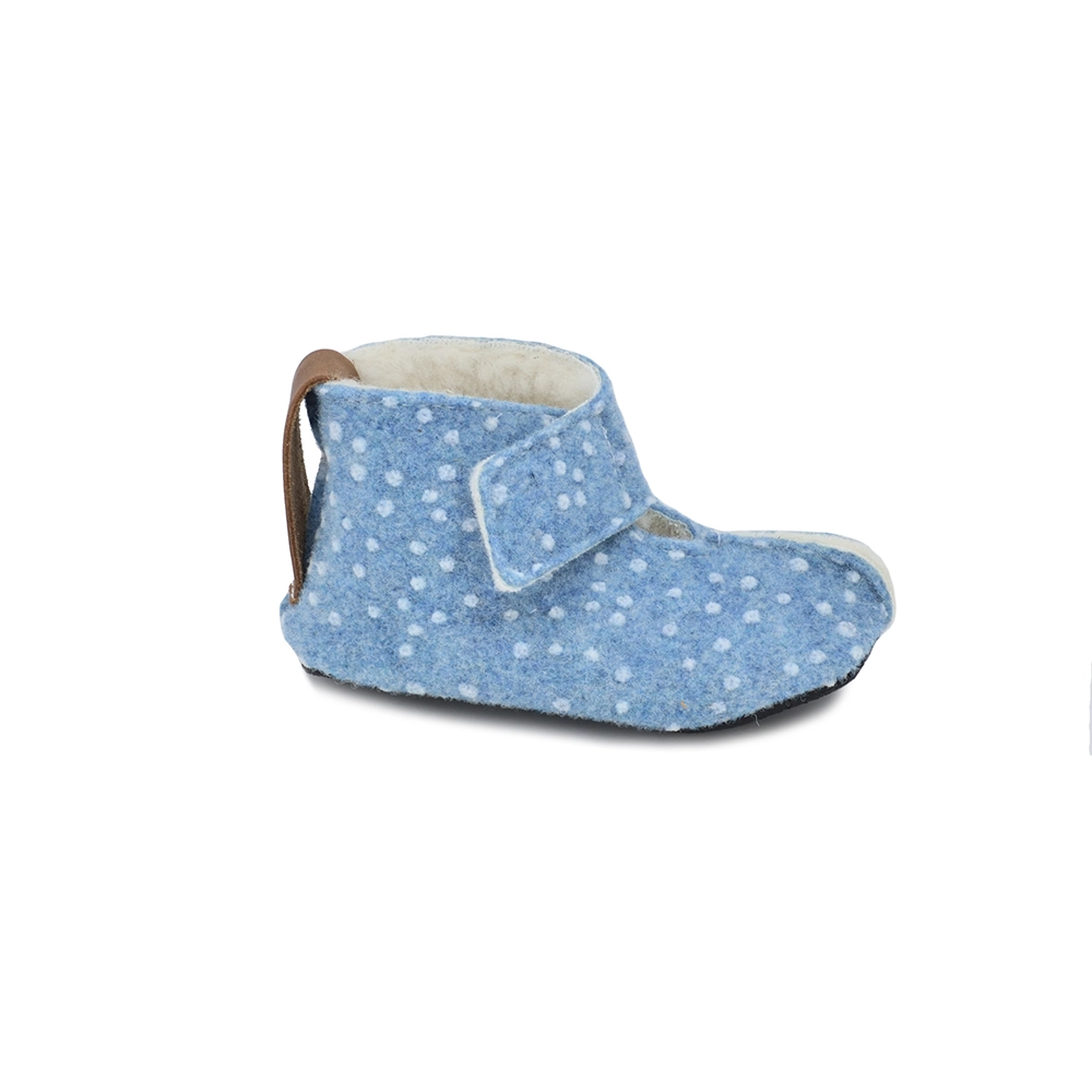 Kaku otroški volneni copati - Blue Dots